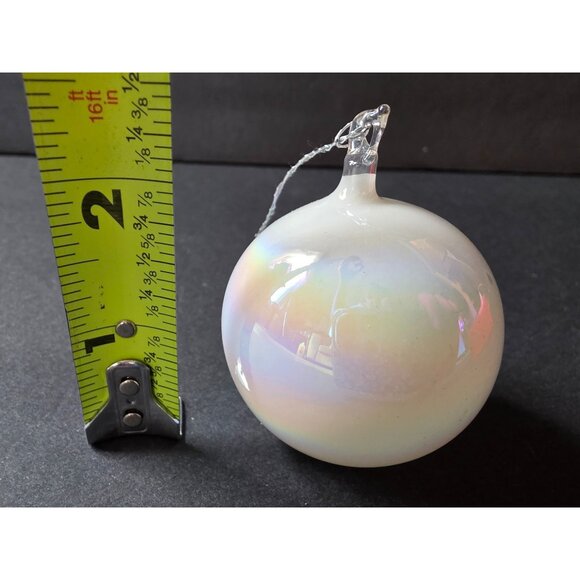 6 Vintage Iridescent Glass Teardrop & Round Christmas Ornaments With Silver Str - Picture 7 of 7